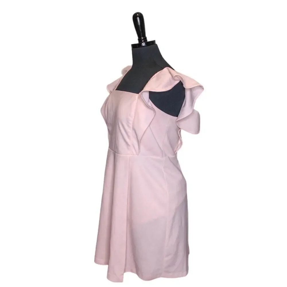 BCBG Paris Mini Dress Sleeveless Ruffle Pink Size L - Picture 2 of 4